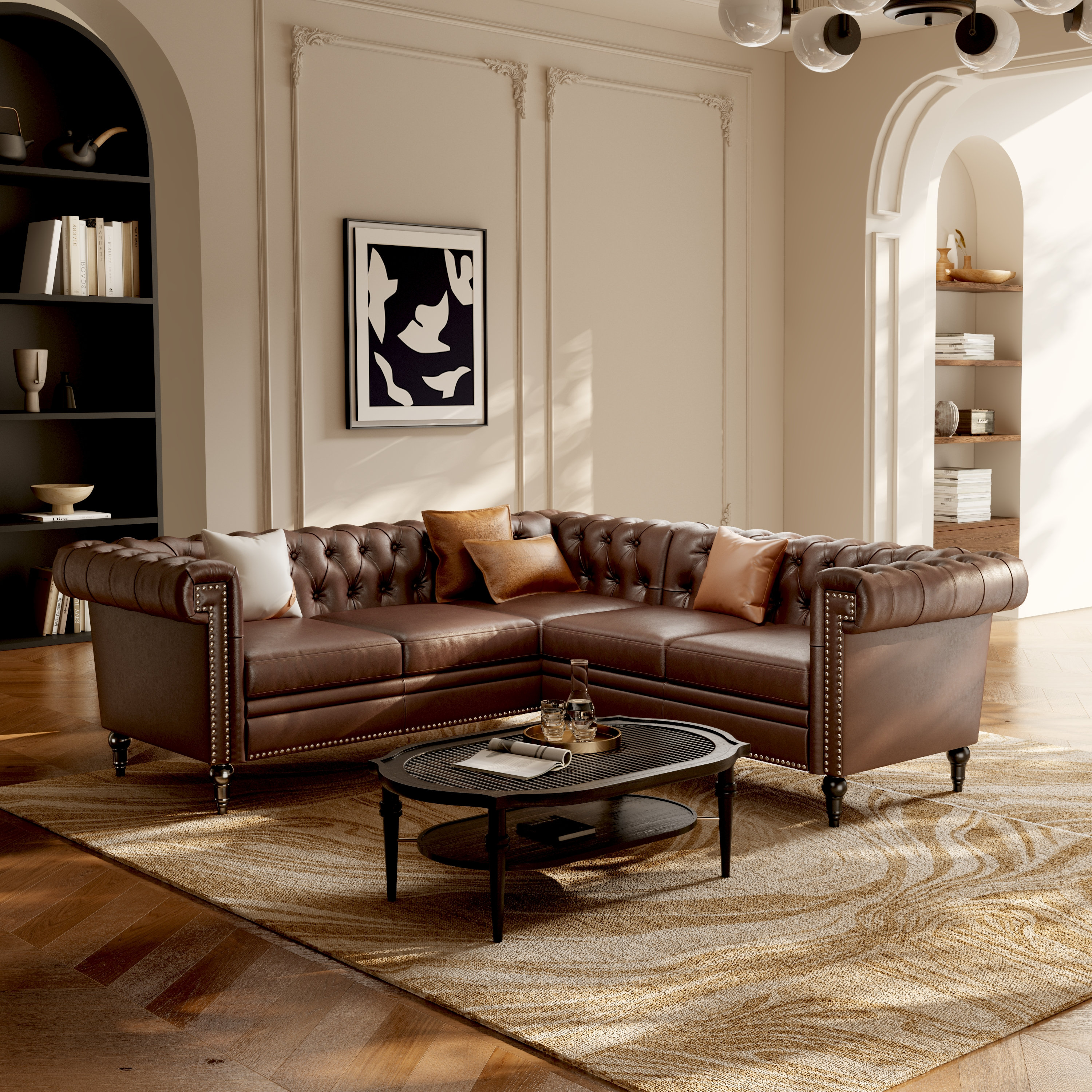 Brown tufted sofa hotsell